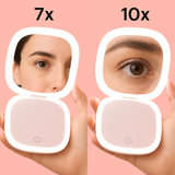 Blushing Peach Glowlux Lumi Compact Hand held Makeup Mirror