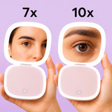 TWIN PACK -Lilac Crush 7X & 10X Magnification Glowlux Lumi Compact Hand held Makeup Mirror bundle