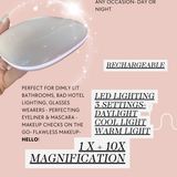 10X Magnification Glowlux Lumi-Zoom Compact Handheld Makeup Mirror