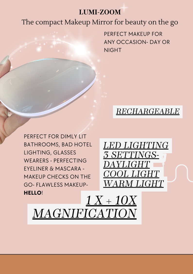 10X Magnification Glowlux Lumi-Zoom Compact Makeup Mirror